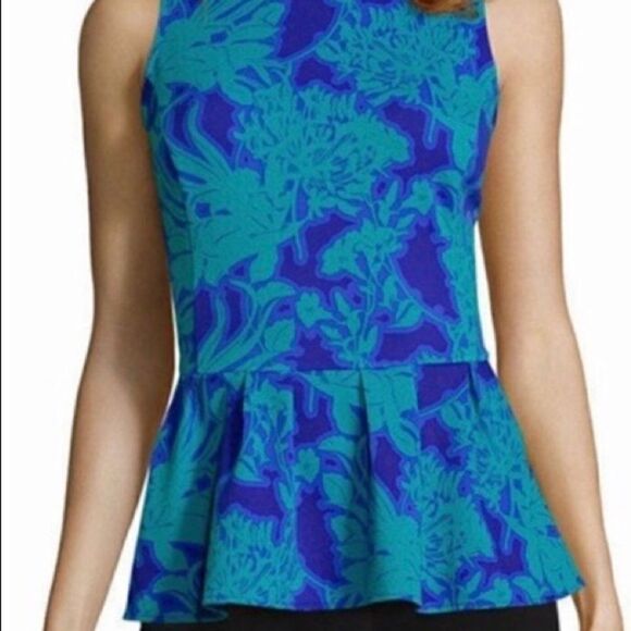 Worthington Peplum Blue Floral Top - Picture 1 of 7